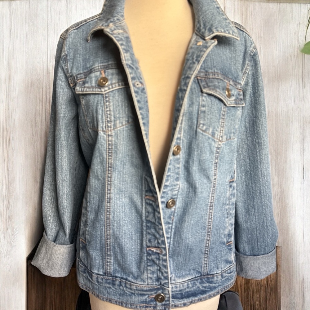 Christopher &‎ Banks Unisex Classic Denim Blue Stretch Jacket  Size M